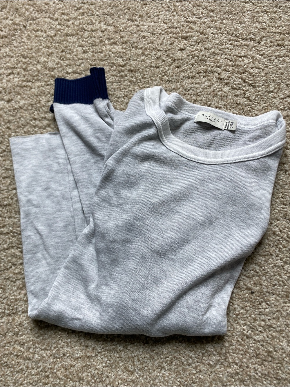 Polka Dot England Long Sleeve Gray Top